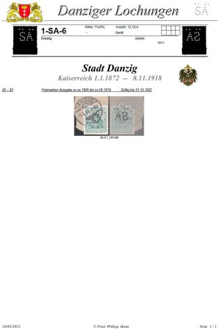 PERFINS OF DANZIG – sheet 57
