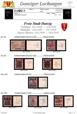 PERFINS OF DANZIG – sheet 61