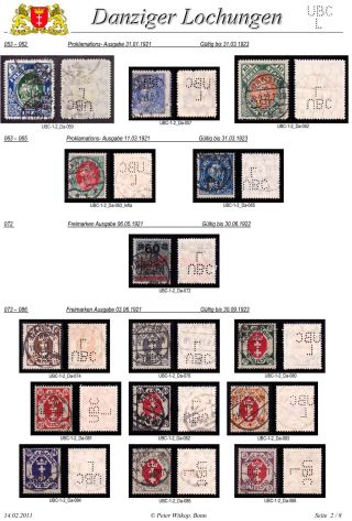 PERFINS OF DANZIG – sheet 62