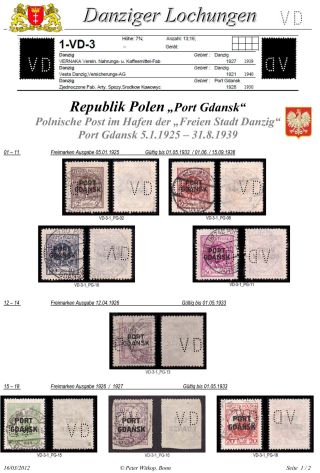 PERFINS OF DANZIG – sheet 71