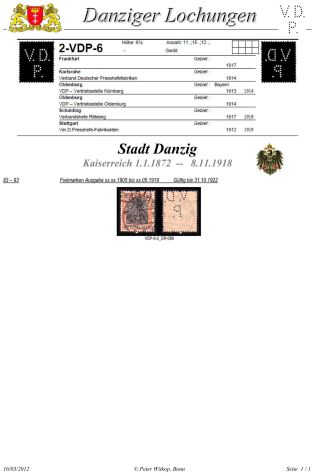 PERFINS OF DANZIG – sheet 73