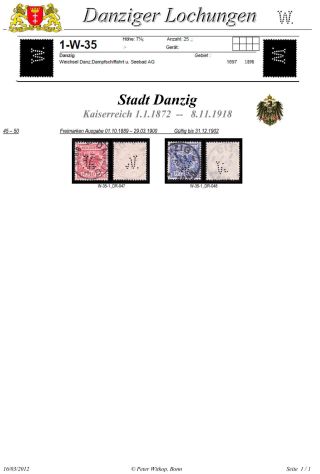 PERFINS OF DANZIG – sheet 74