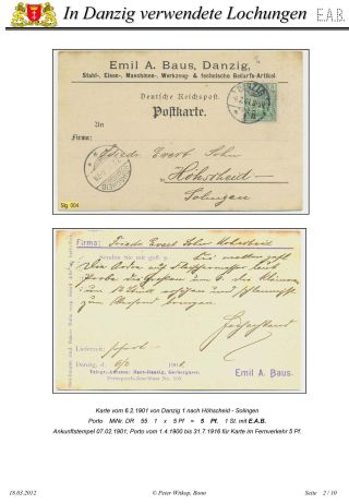 OBÁLKY A DOPISNICE S PERFINY POUŽITÉ V GDAŇSKU (DANZIG) – list 15