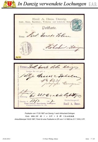 OBÁLKY A DOPISNICE S PERFINY POUŽITÉ V GDAŇSKU (DANZIG) – list 20