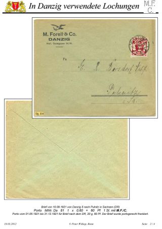 OBÁLKY A DOPISNICE S PERFINY POUŽITÉ V GDAŇSKU (DANZIG) – list 50