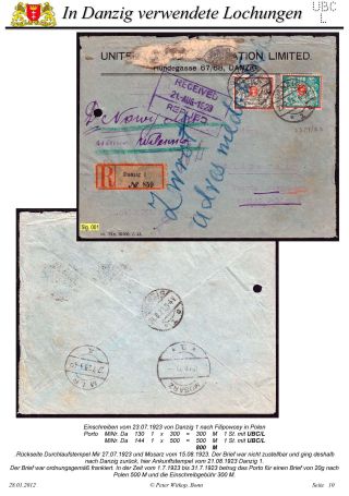 OBÁLKY A DOPISNICE S PERFINY POUŽITÉ V GDAŇSKU (DANZIG) – list 74