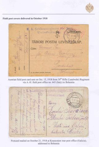 FIELD POST SYSTEMS ON CZECHOSLOVAK TERRITORY OCTOBER 1918 - FEBRUARY 1919 – sheet 2