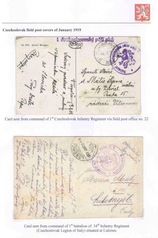 FIELD POST SYSTEMS ON CZECHOSLOVAK TERRITORY OCTOBER 1918 - FEBRUARY 1919 – sheet 13