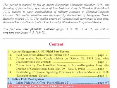 FIELD POST SYSTEMS ON CZECHOSLOVAK TERRITORY OCTOBER 1918 - FEBRUARY 1919