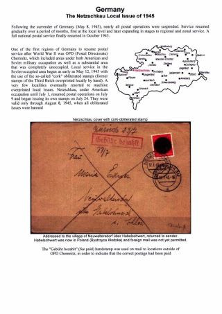 GERMANY: THE NETZSCHKAU LOCAL ISSUES OF 1945 – sheet 1