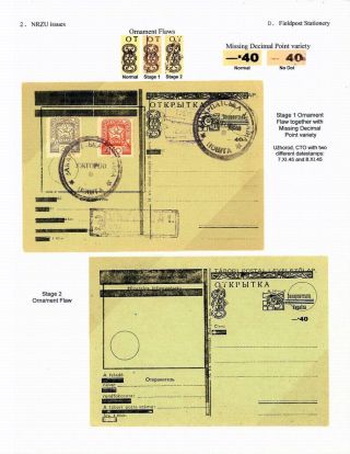 CARPATHO-UKRAINE: 1944-45 POSTAL STATIONERY – sheet 16