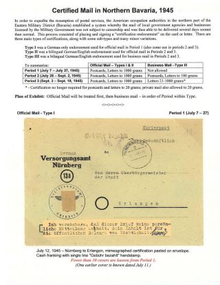 BESCHEINIGTE KORRESPONDENZ IN NORD BAYERN 1945 – Blatt 1