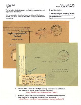 BESCHEINIGTE KORRESPONDENZ IN NORD BAYERN 1945 – Blatt 2
