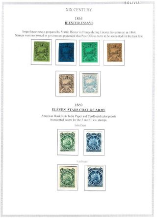 DRUCKPROBEN, ESSAYS UND MUSTERN VON BOLIVIA 1864-1987 – Blatt 2