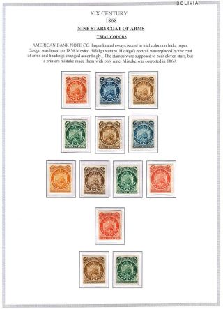 DRUCKPROBEN, ESSAYS UND MUSTERN VON BOLIVIA 1864-1987 – Blatt 3
