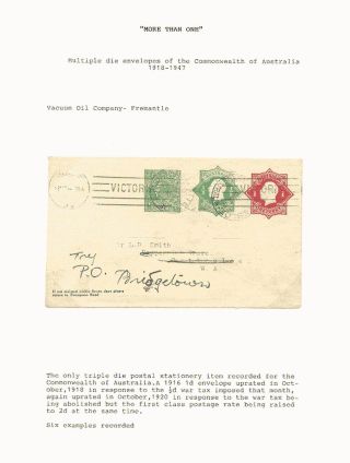 MEHR ALS EIN - MEHRFACHE WERTSTEMPELN AUF DIE UMSCHLÄGE DES AUSTRALISCHEN BUND 1918-1947 – Blatt 1