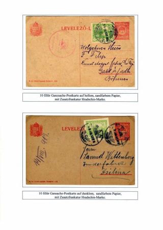 HUNGARIAN STATIONERY CARDS WITH ADDITIONAL TSCHECHOSLOVAK FRANKING IN 1919 – sheet 3