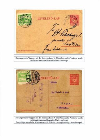 HUNGARIAN STATIONERY CARDS WITH ADDITIONAL TSCHECHOSLOVAK FRANKING IN 1919 – sheet 5
