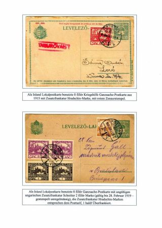 HUNGARIAN STATIONERY CARDS WITH ADDITIONAL TSCHECHOSLOVAK FRANKING IN 1919 – sheet 6