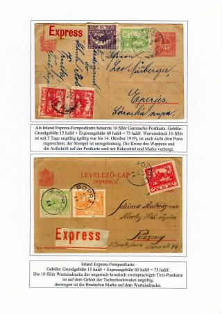 HUNGARIAN STATIONERY CARDS WITH ADDITIONAL TSCHECHOSLOVAK FRANKING IN 1919 – sheet 12