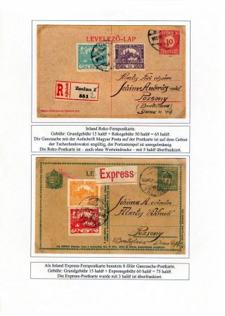 HUNGARIAN STATIONERY CARDS WITH ADDITIONAL TSCHECHOSLOVAK FRANKING IN 1919 – sheet 13