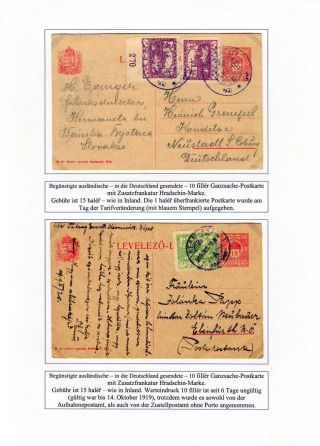 HUNGARIAN STATIONERY CARDS WITH ADDITIONAL TSCHECHOSLOVAK FRANKING IN 1919 – sheet 15