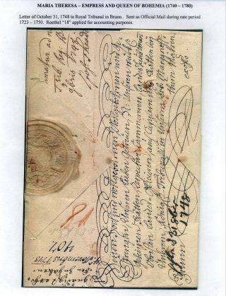 PRE-STAMP MAIL ON FUTURE CZECHOSLOVAK TERRITORY 1564-1850 – sheet 15