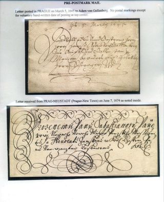 PRE-STAMP MAIL ON FUTURE CZECHOSLOVAK TERRITORY 1564-1850 – sheet 21