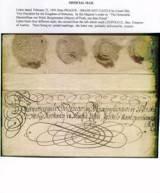 PRE-STAMP MAIL ON FUTURE CZECHOSLOVAK TERRITORY 1564-1850 – sheet 25