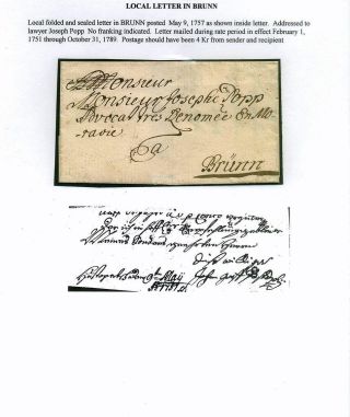 PRE-STAMP MAIL ON FUTURE CZECHOSLOVAK TERRITORY 1564-1850 – sheet 30