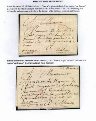 PRE-STAMP MAIL ON FUTURE CZECHOSLOVAK TERRITORY 1564-1850 – sheet 31