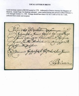 PRE-STAMP MAIL ON FUTURE CZECHOSLOVAK TERRITORY 1564-1850 – sheet 33