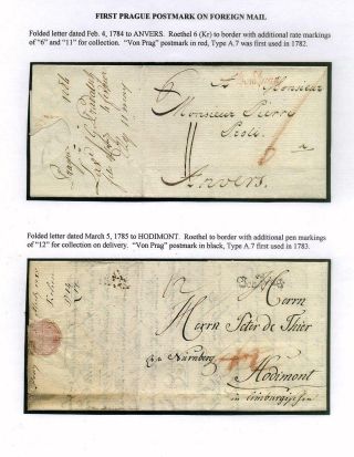 PRE-STAMP MAIL ON FUTURE CZECHOSLOVAK TERRITORY 1564-1850 – sheet 38
