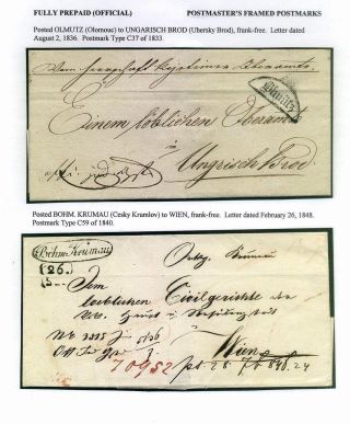 PRE-STAMP MAIL ON FUTURE CZECHOSLOVAK TERRITORY 1564-1850 – sheet 69