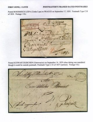 PRE-STAMP MAIL ON FUTURE CZECHOSLOVAK TERRITORY 1564-1850 – sheet 96