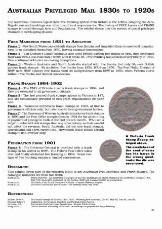 AUSTRALISCHE BERECHTIGTE POST 1830-1920 – Blatt 1