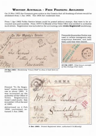 AUSTRALIAN PRIVILEGED MAIL 1830s TO 1920s – sheet 34