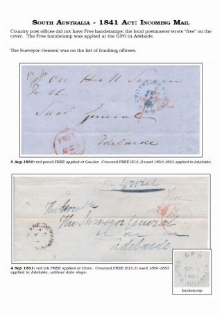 AUSTRALIAN PRIVILEGED MAIL 1830s TO 1920s – sheet 37