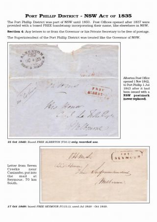 AUSTRALIAN PRIVILEGED MAIL 1830s TO 1920s – sheet 39