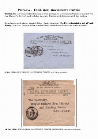 AUSTRALIAN PRIVILEGED MAIL 1830s TO 1920s – sheet 43