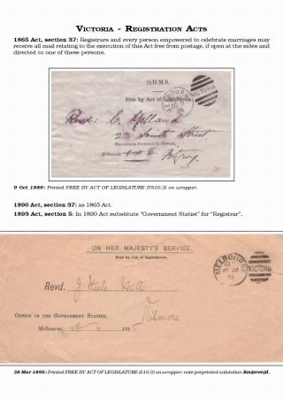AUSTRALIAN PRIVILEGED MAIL 1830s TO 1920s – sheet 46