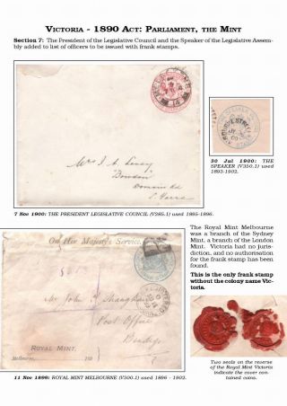AUSTRALIAN PRIVILEGED MAIL 1830s TO 1920s – sheet 60