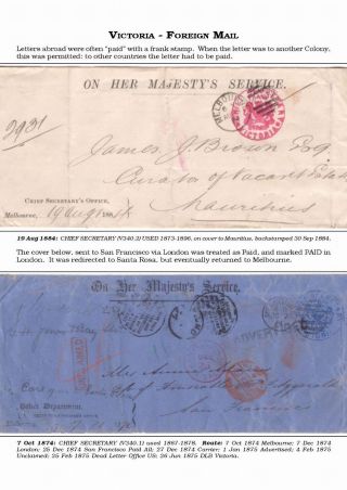 AUSTRALIAN PRIVILEGED MAIL 1830s TO 1920s – sheet 62