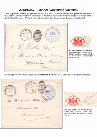AUSTRALISCHE BERECHTIGTE POST 1830-1920 – Blatt 113