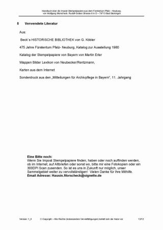 HANDBOOK ON THE IMPOST STAMP PAPERS FROM THE PRINCIPALITY OF PFALZ-NEUGURG AND SULZBACH – sheet 12
