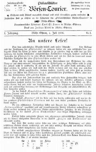 PHILATELIC MARKET COURIER 1886 – sheet 3
