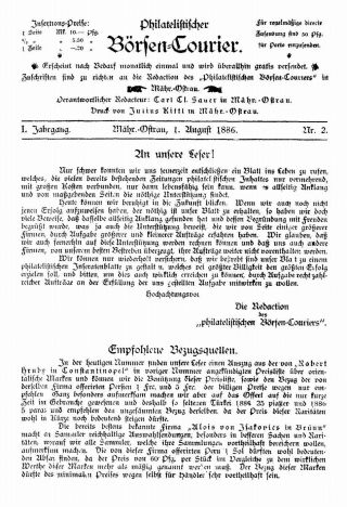 PHILATELIC MARKET COURIER 1886 – sheet 15