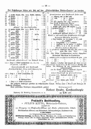 FILATELISTICKÝ BURZOVNÍ KURÝR 1886 – list 18