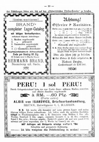 FILATELISTICKÝ BURZOVNÍ KURÝR 1886 – list 21