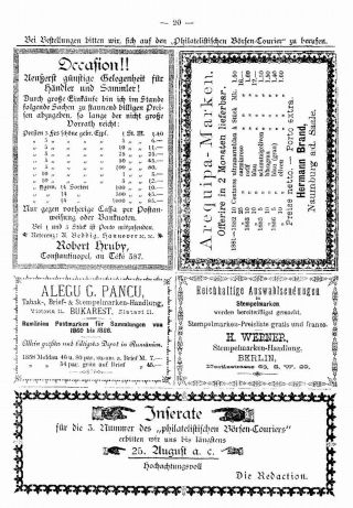 FILATELISTICKÝ BURZOVNÍ KURÝR 1886 – list 22